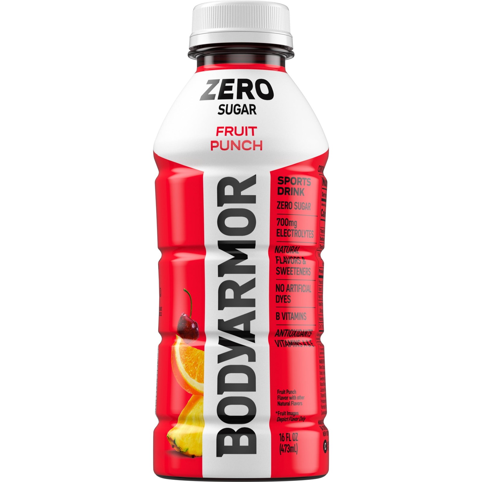 BODYARMOR Zero Sugar Fruit Punch Electrolyte Sports Drink, 16 fl oz Bottle