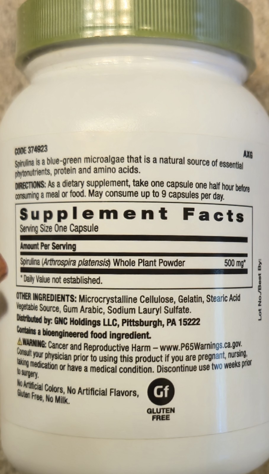Gnc SuperFoods SPIRULINA 120 Capsules (120 Servings) Whole Plant BEST BY 05/26