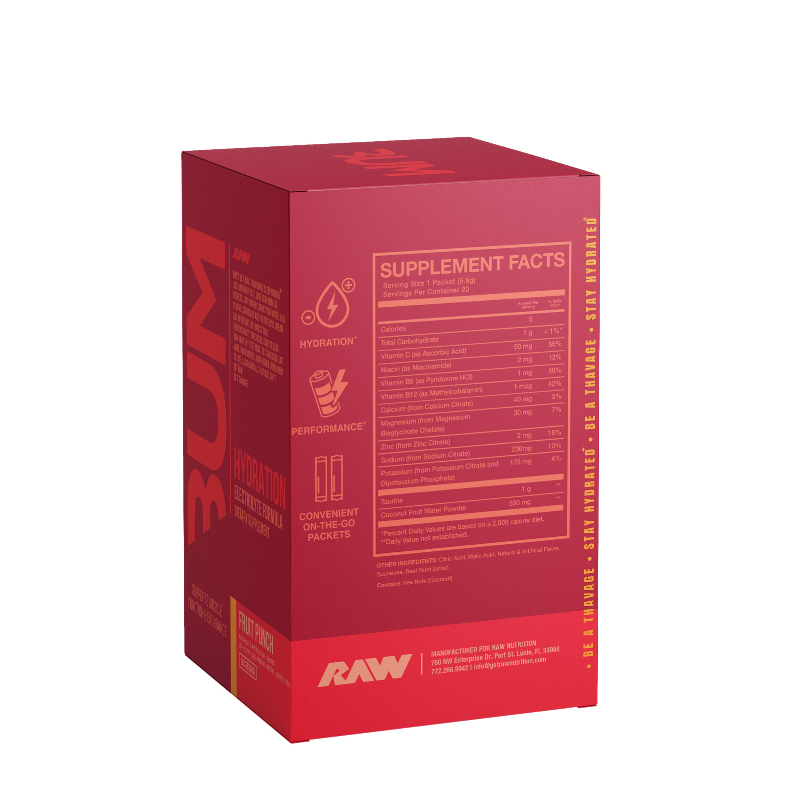 Hydration Electrolyte Formula – Fruit Punch (20 Stick Packs)