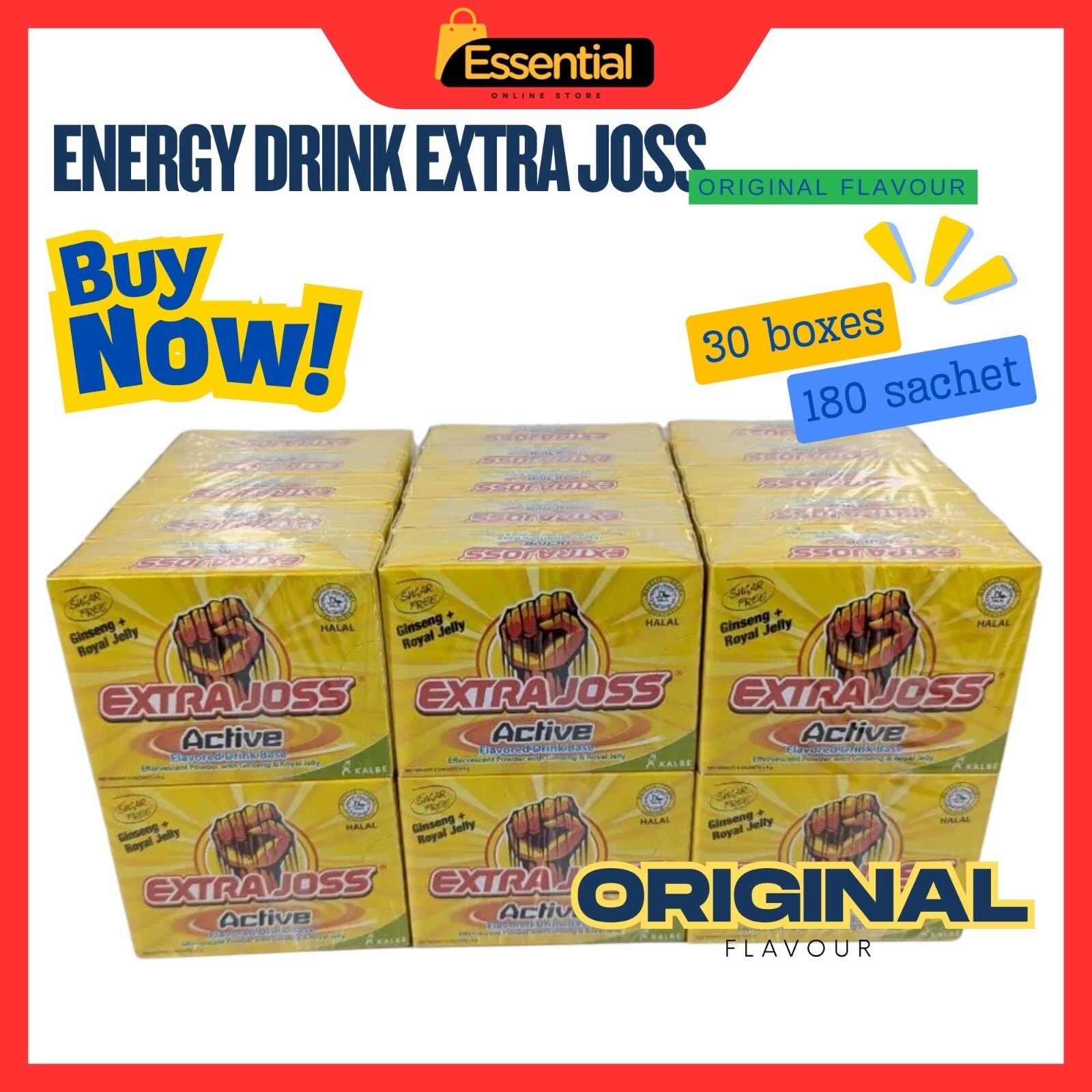 EXTRA JOSS Original Flavour 30 boxes (180 Sachets) Energy Drink Powder Booster