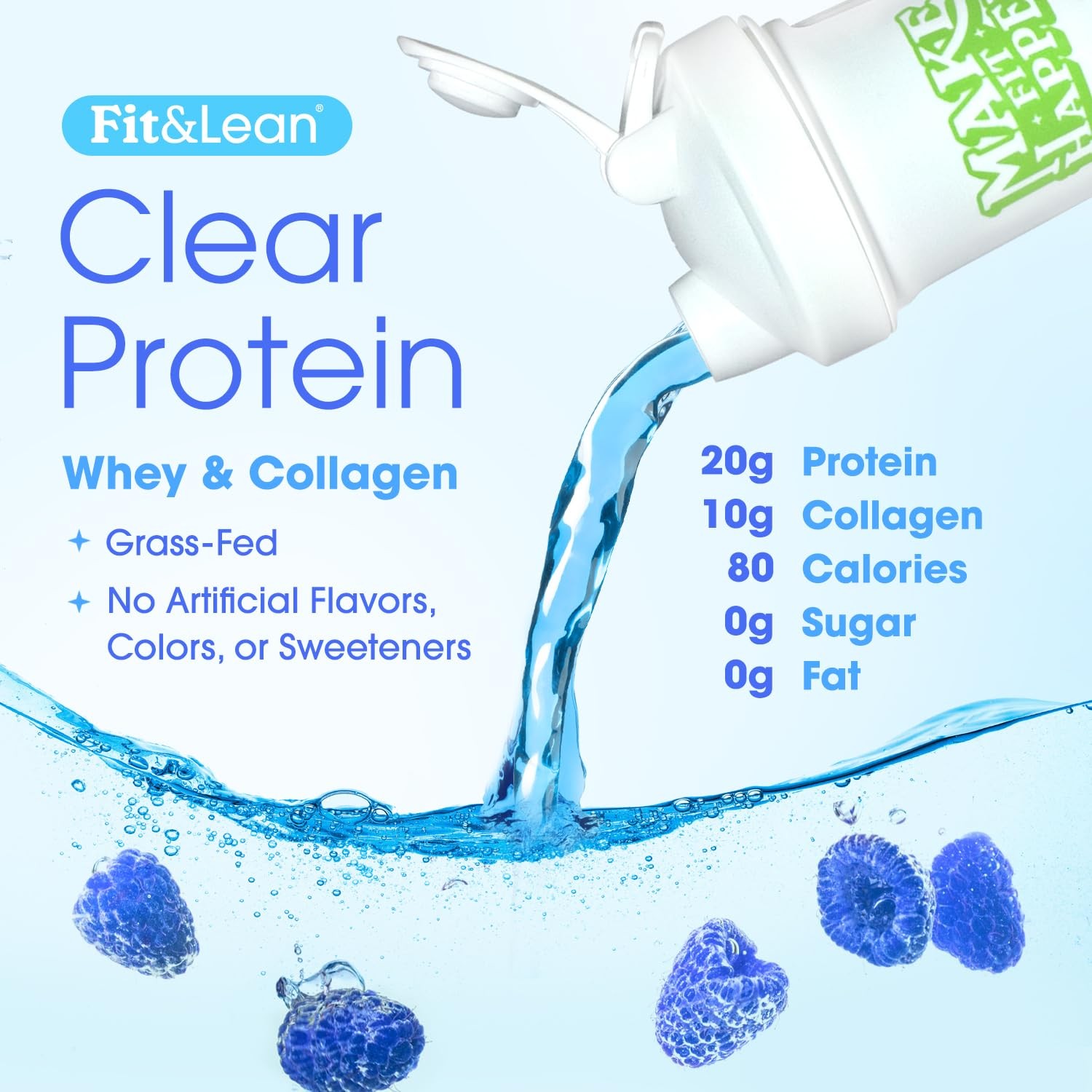 Fit & Fit Clear Protein Powder Whey Isolate Protein And Collagen Grass Fed