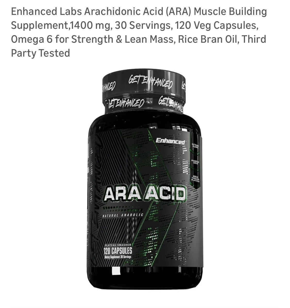 Enhanced Labs Arachidonic Acid 1400mg Muscle Building Lean Mass Supplement120ct