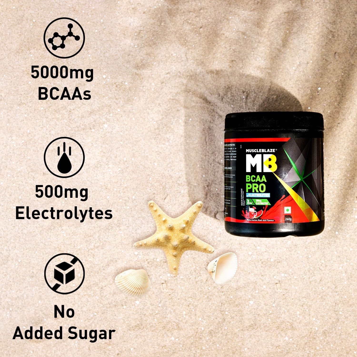 BCAA Pro Powder, Powerful Intra Workout (Watermelon Kool Aid, 240g, 30 Servings)
