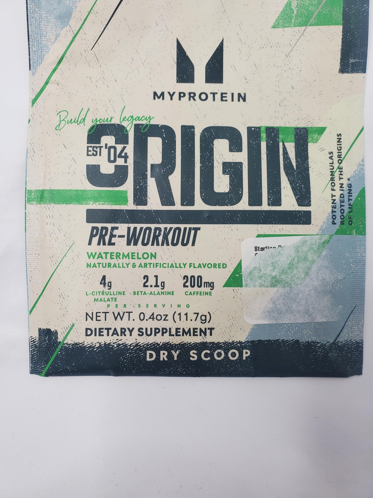10pk Myprotein Origin Pre-Workout Watermelon Dry Scoop Caffeine Exp 08/26
