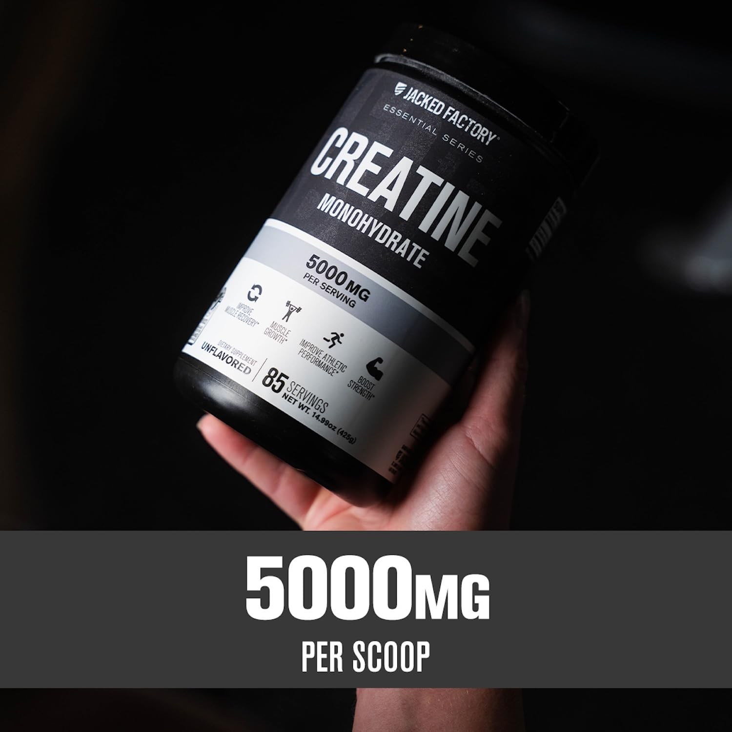 Jacked Factory Creatine Monohydrate Powder 425g 5g Daily Creatine Supplement…
