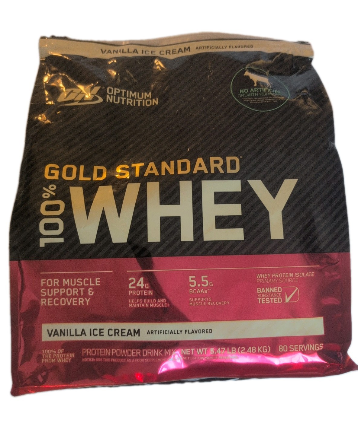 Optimum Nutrition Gold Standard Whey Protein Powder-Vanilla Ice Cream 5.47lb