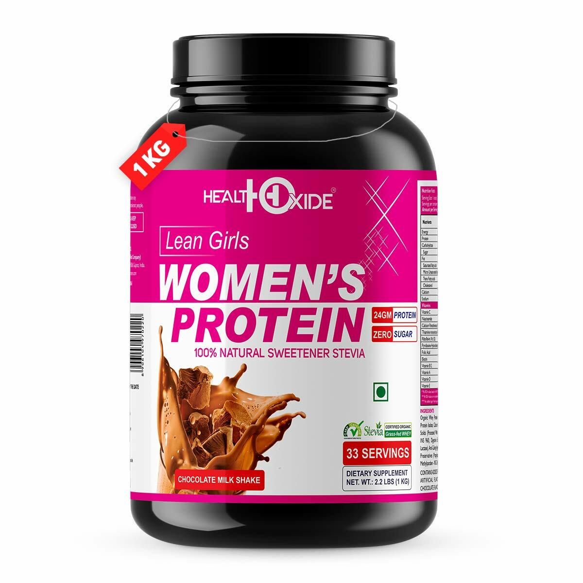 HealthOxide Women Protein with 100% Natural Sweetener Stevia – 1 kg (Milk Chocol