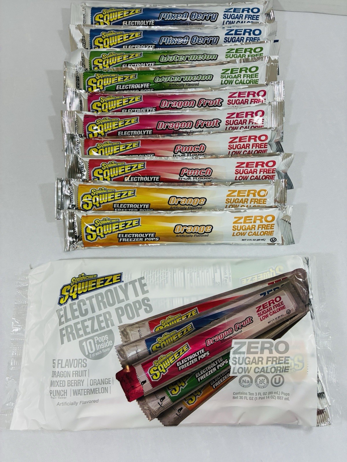 5 Packs (50 pops) Sqwincher Squeeze Electrolyte Freezer Pops Zero Sugar