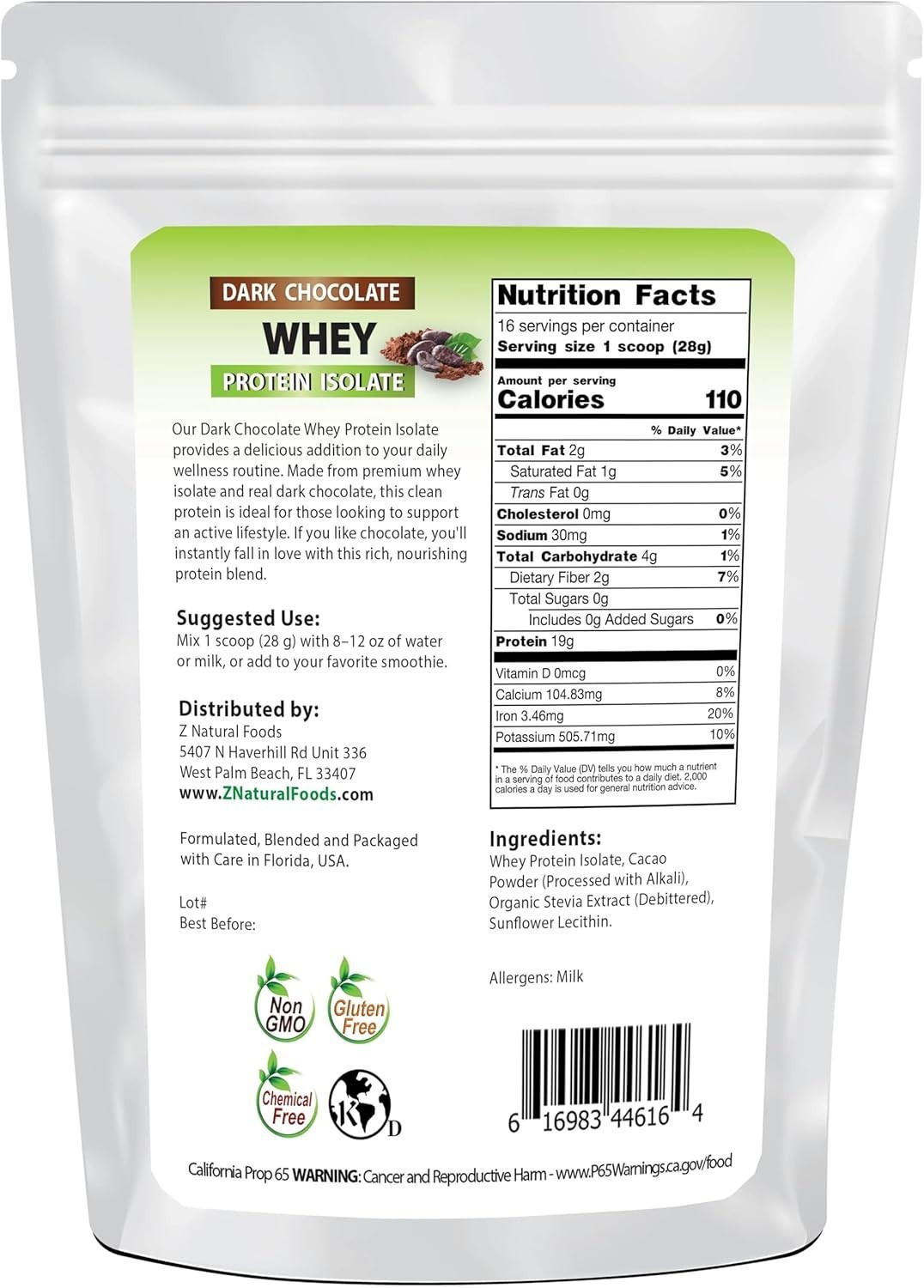 Whey Protein Isolate – Dark Chocolate Flavor with Zero Sugar – Delicious All Nat