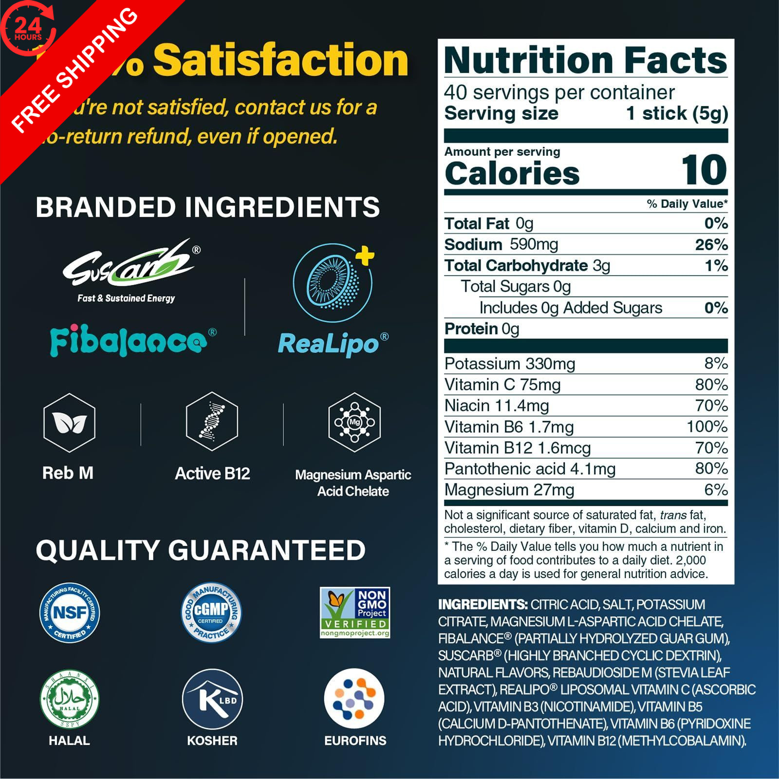 ZestLytes 40 Sticks Salty Fruit Sugar Free 40 Servings (Pack of 1)