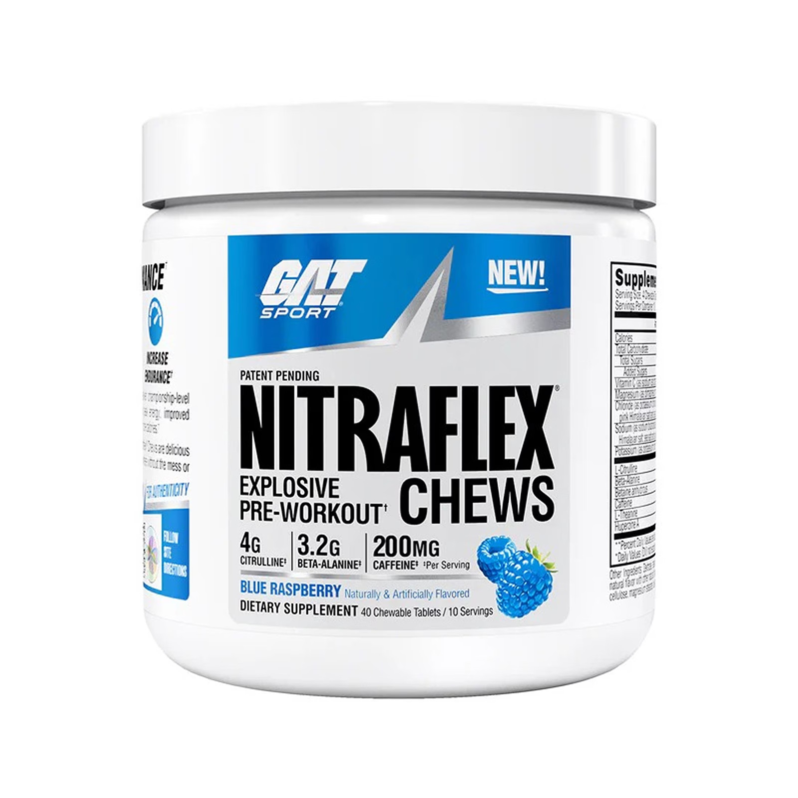 Nitraflex Performance Pre-Workout Chews – Blue Raspberry, 40 Count, 10 Servings