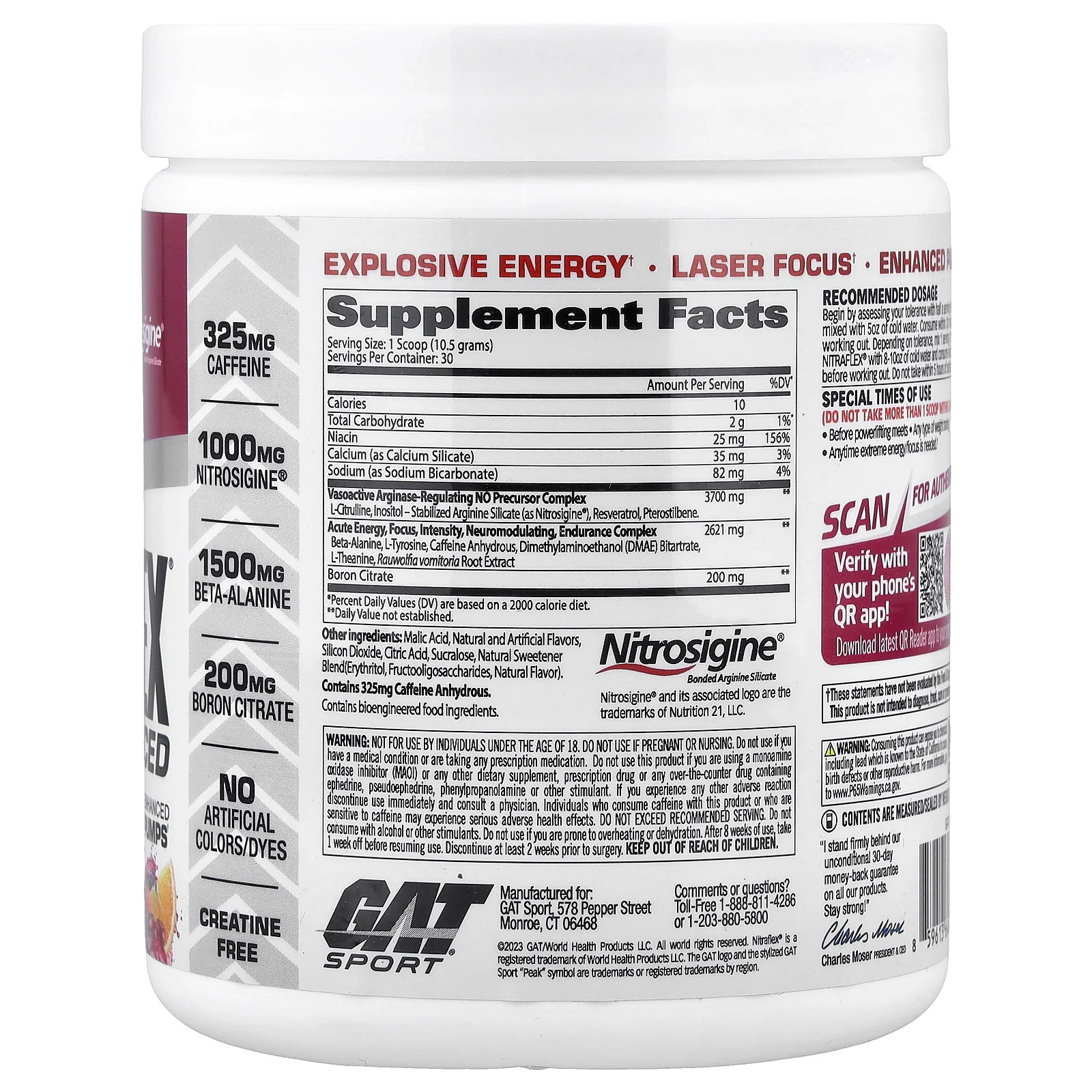 2 X GAT, Sport, NITRAFLEX� Advanced, Pre-Workout, Fruit Punch, 11.1 oz (315 g)