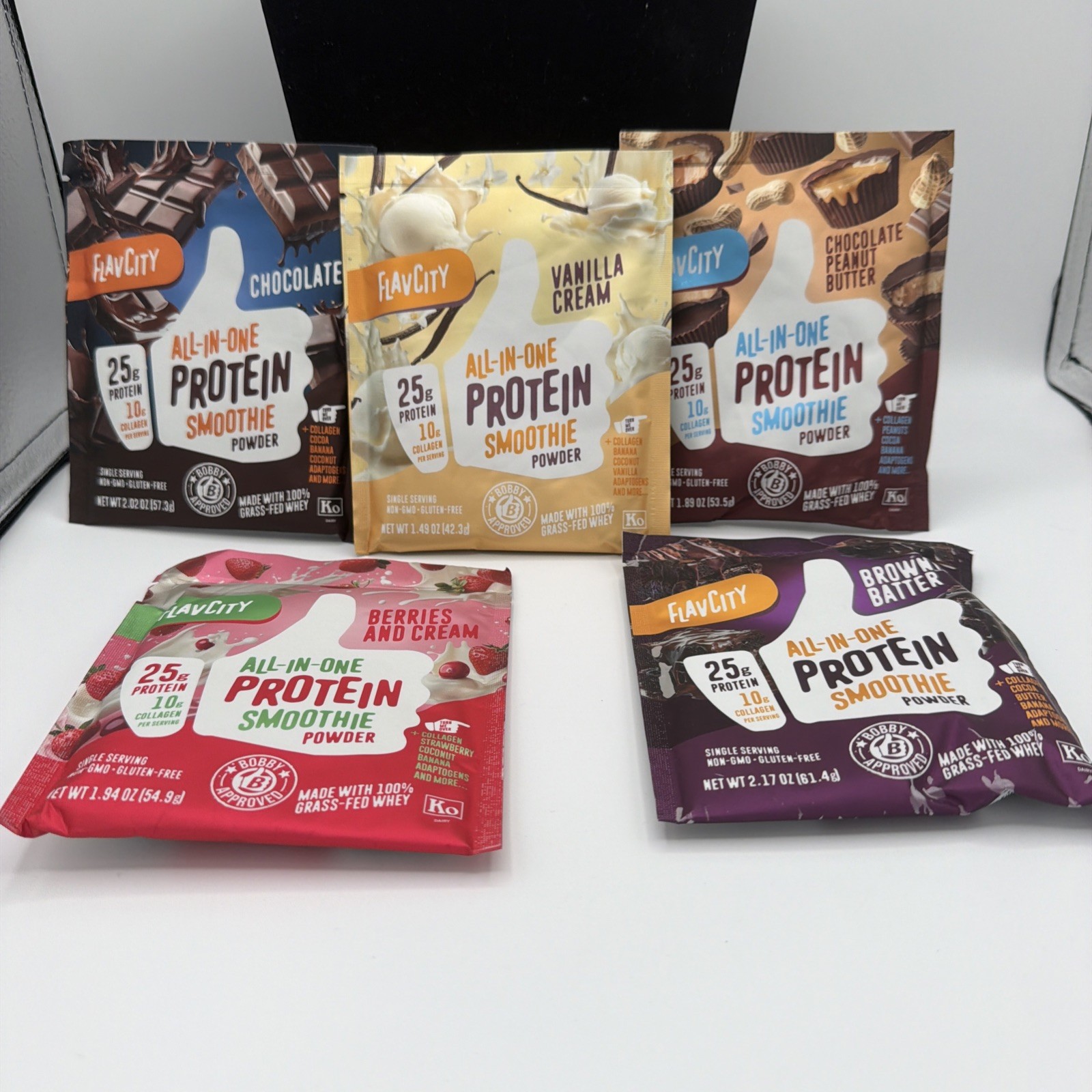 FlavCity All In One ProteinSmoothie Powder Variety Flavors Travel ON GO 5 Pkgs