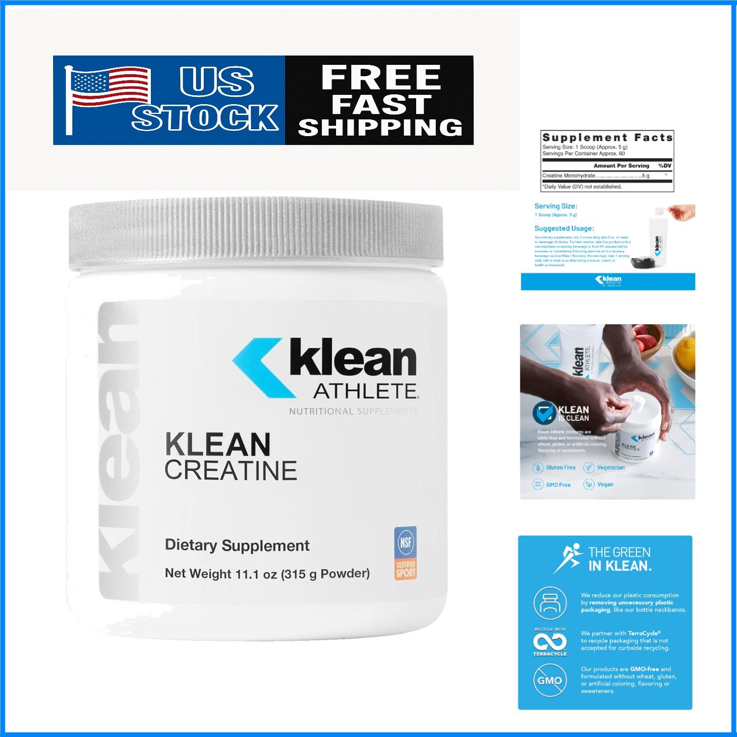 Klean Creatine 11.1 Oz – NSF Certified for Muscle Strength & Performance