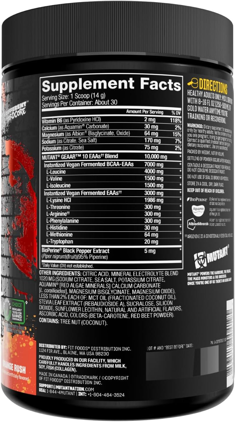GEAAR – 9.4G of EAA Powder + Arginine, 7G Bcaas, 4G Leucine, Electrolytes, Cocon