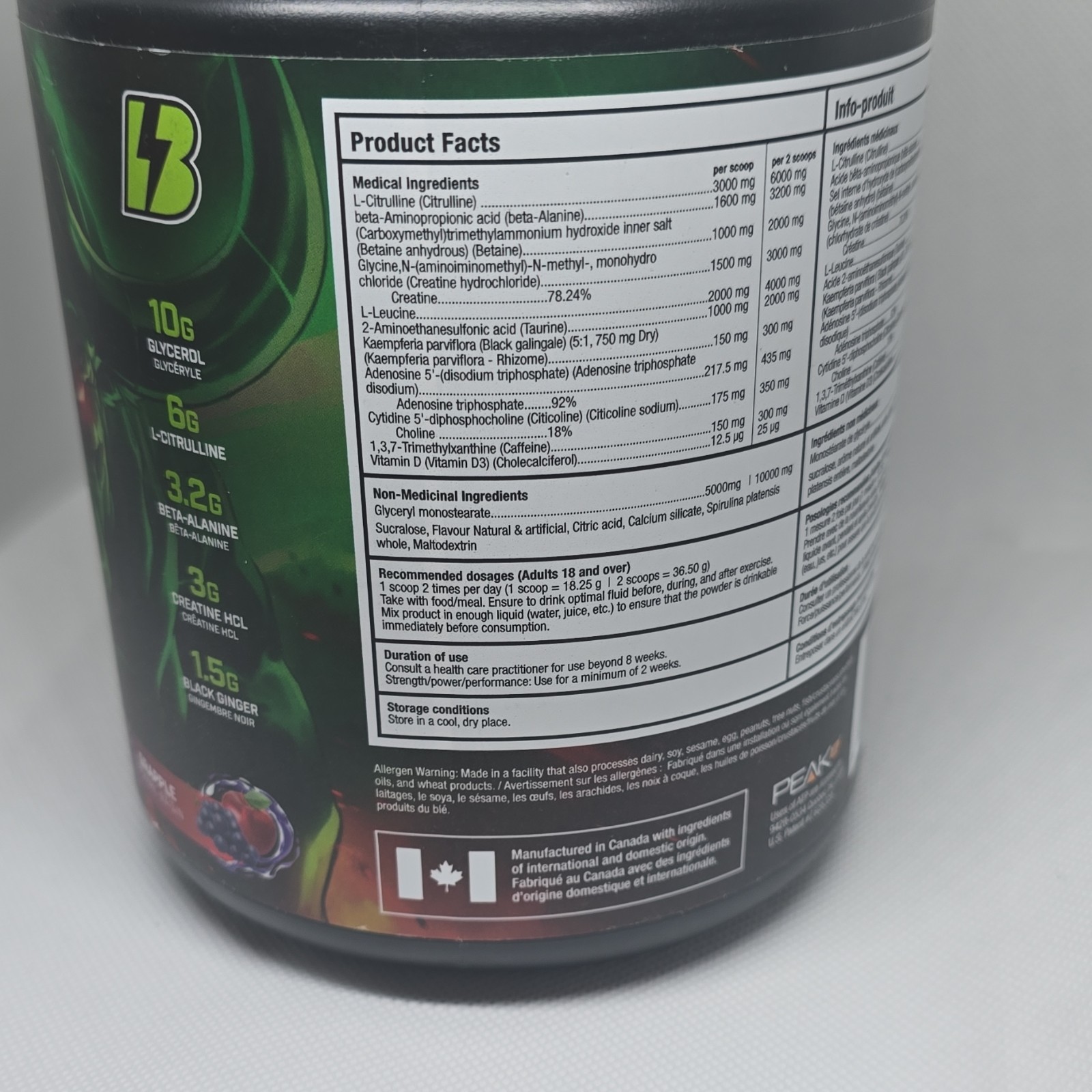 Bull Nutrition 12STRONG Pre-Workout Powder Fruit Sugar-Free 40 Servings