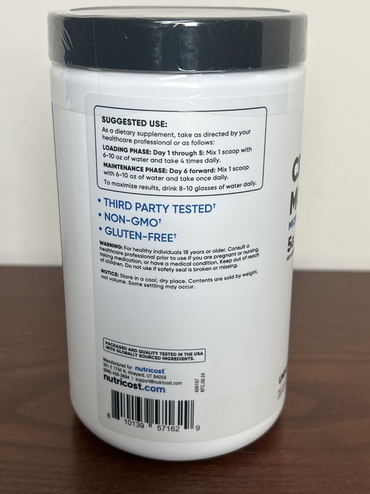 Nutricost Performance Creatine Monohydrate Unflavored Powder 17.9oz EXP:01/28