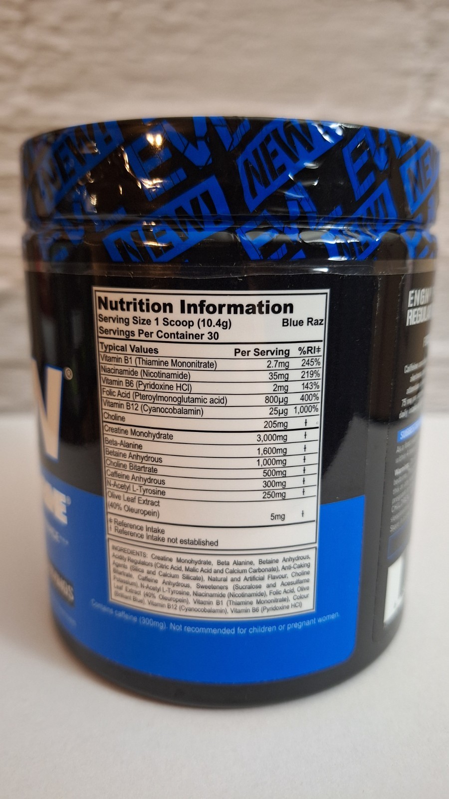 ENGN Pre-Workouts, 3 Tubs, Blue Raz, 90 Serv, 300mg caffeine, FREE EVL Shaker!