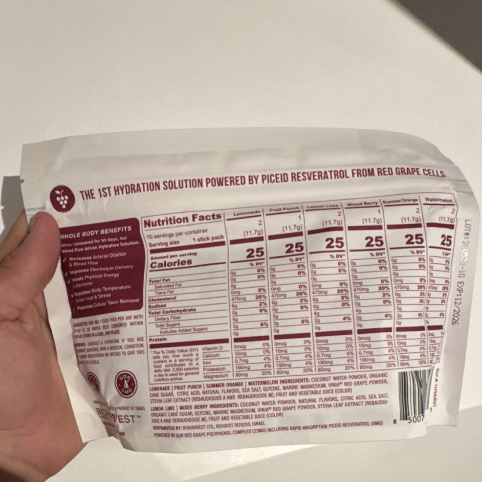VINIA Hydration Electrolyte Powder Variety Pack 10ct 4.13oz Exp12/2026