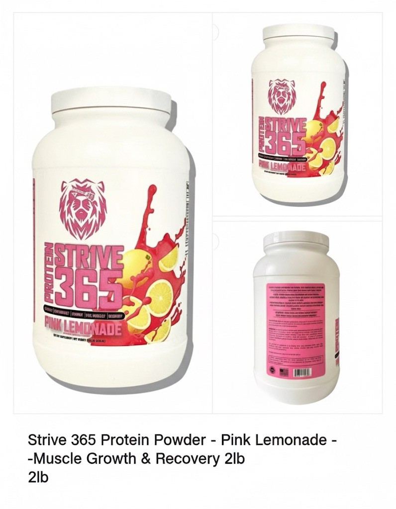 Whey Protein Powder – Pink Lemonade Flavor – Muscle Growth & Recovery 2lb Str1ve