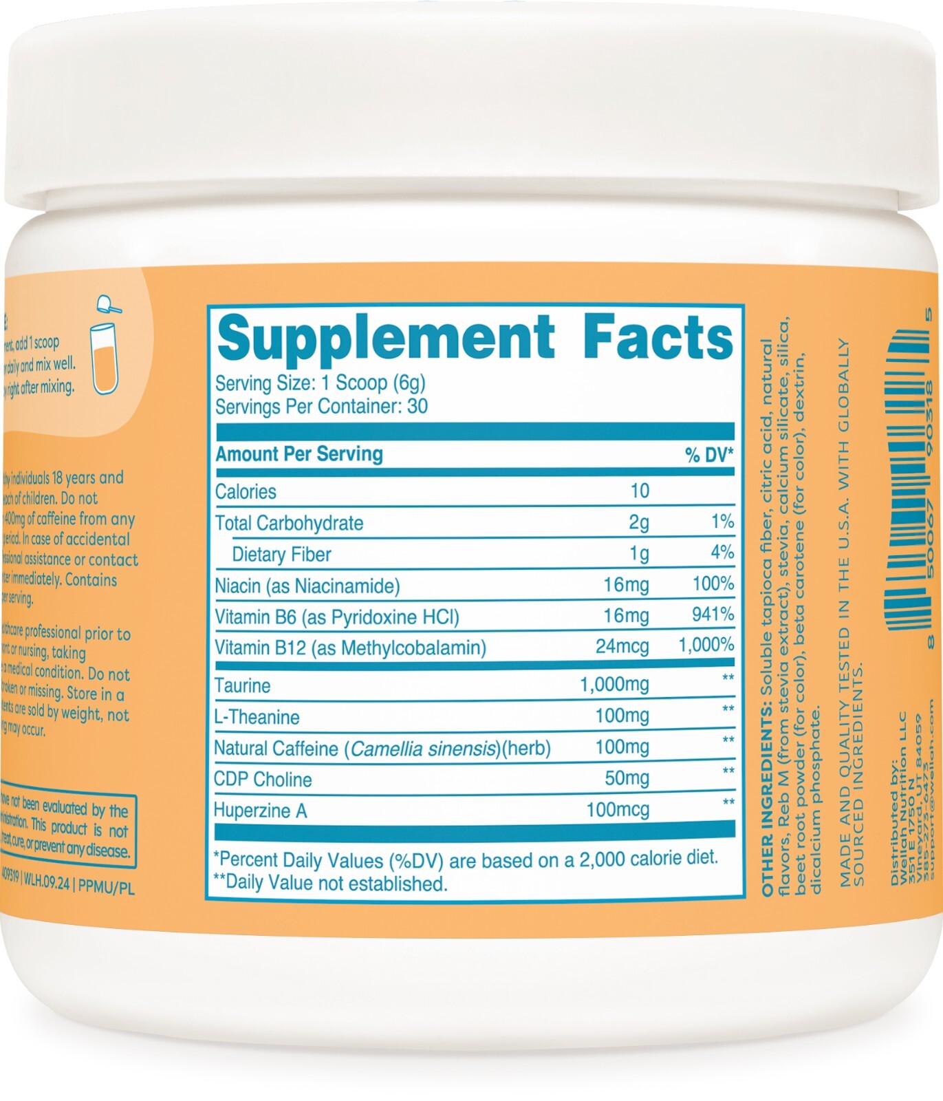 Wellah Perfect Pick-Me-Up (Peach Lemonade) 30 Servings