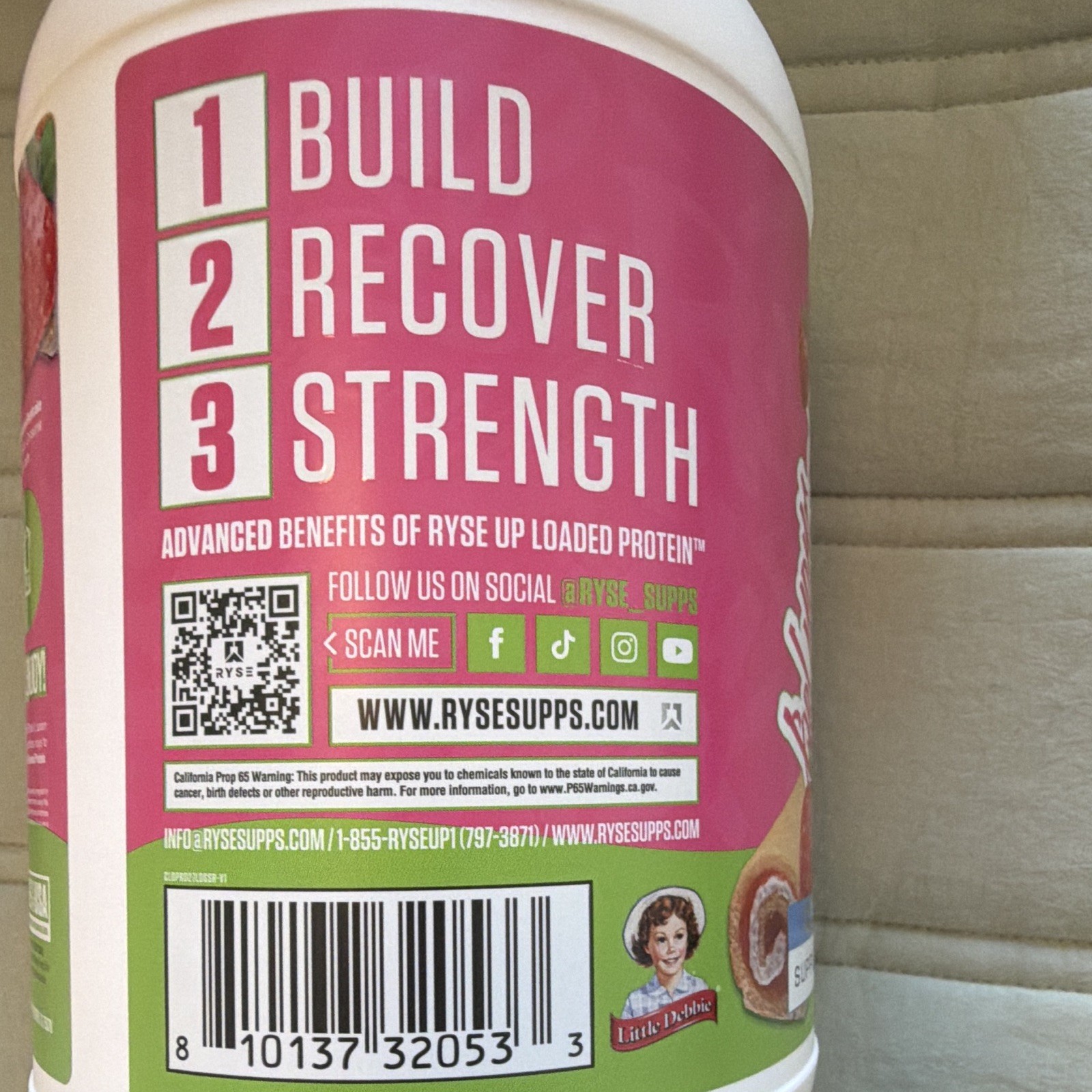 RYSE Loaded Whey Protein Powder Strawberry Shortcake Rolls 2 lb 27 Servings