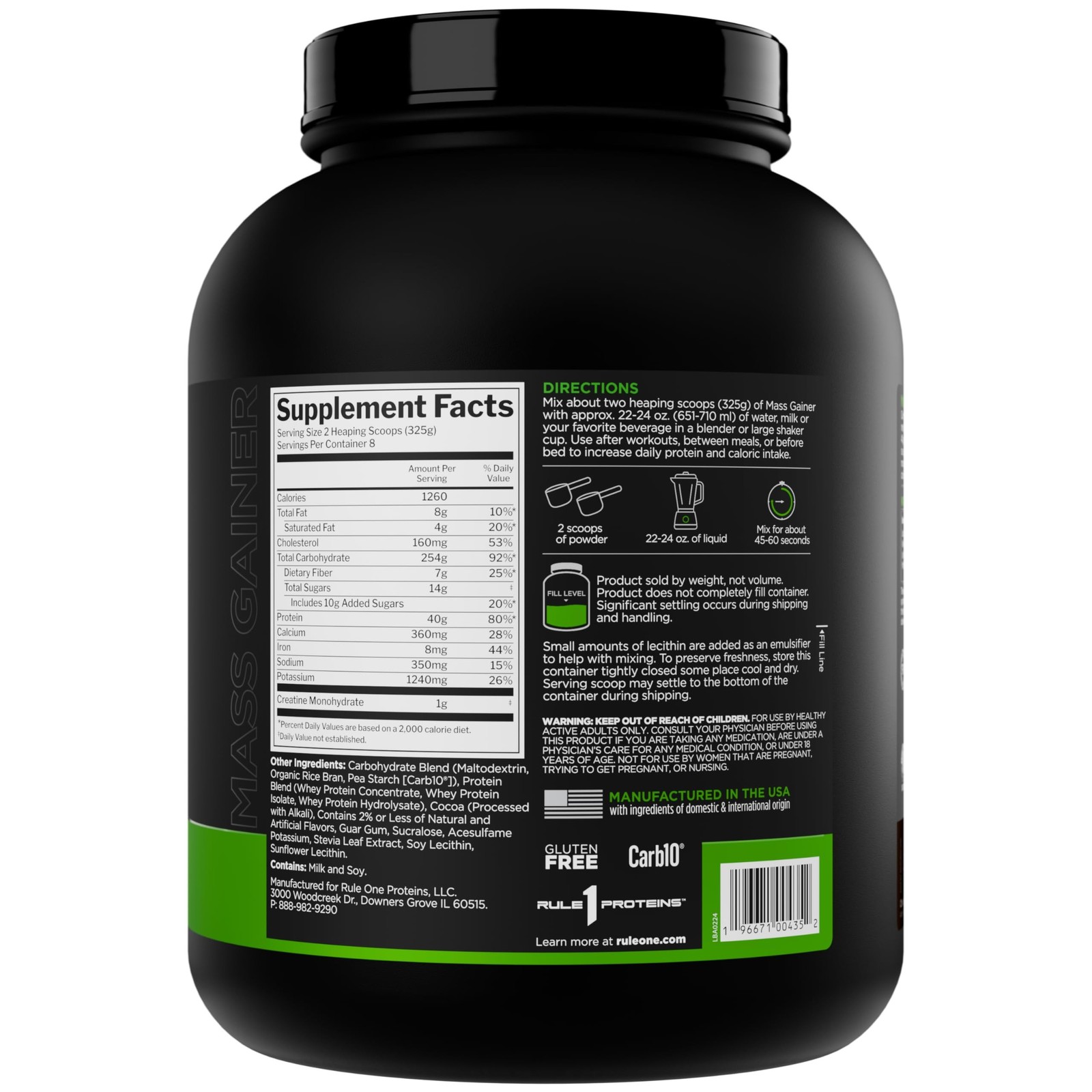 Rule 1 R1 Mass Gainer, Chocolate Fudge – 5.73 Pounds – 40g of All-Whey Protei…
