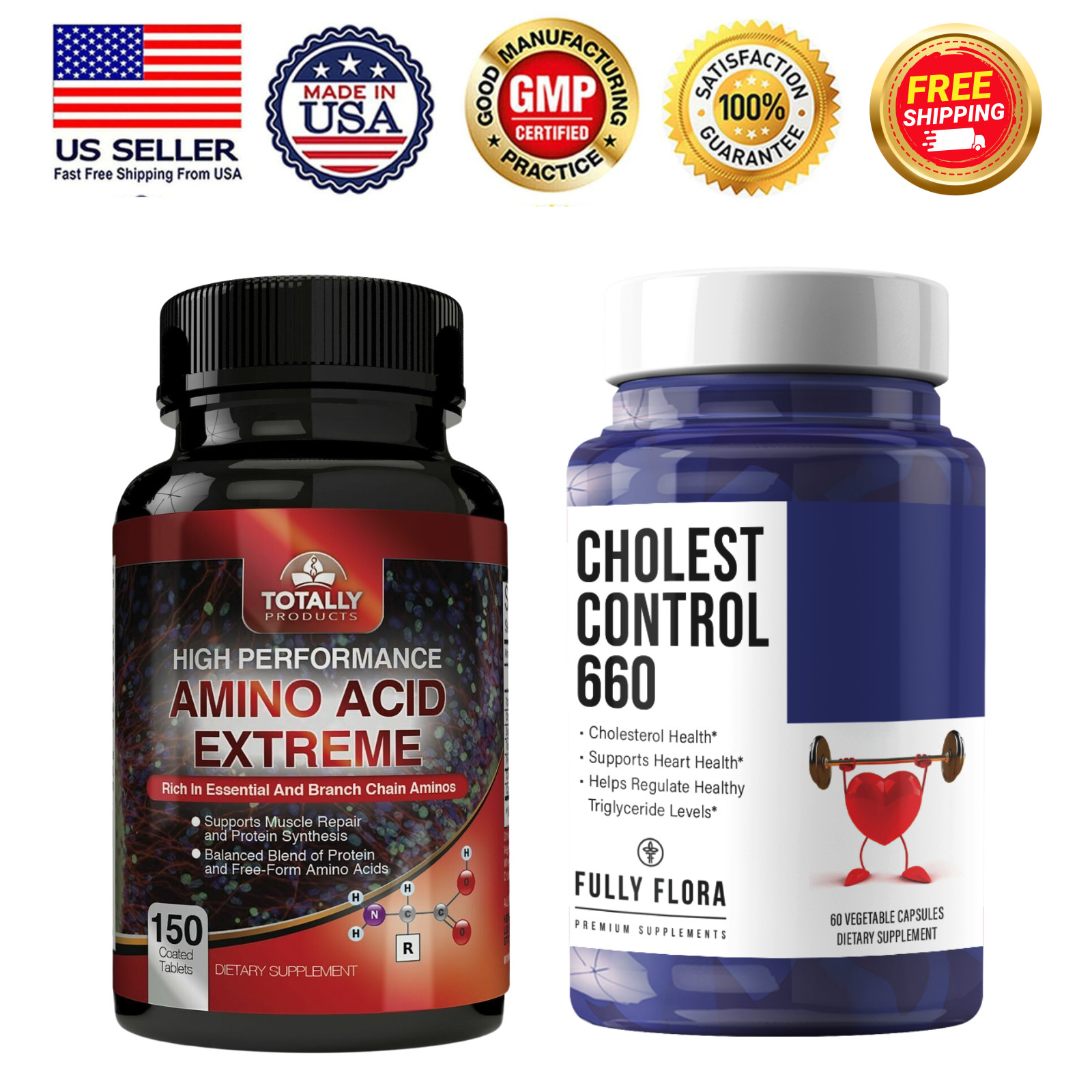 Amino Acid Muscle Support & Cholesterol Control 660 Heart Supplement 60 Capsules