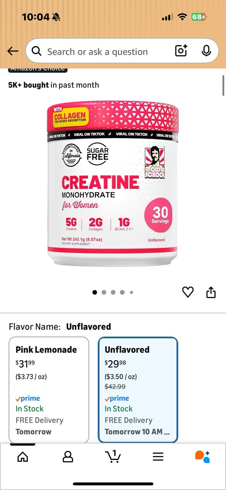 Old School Labs Creatine for Women Post-Workout Supplement – 5000mg Creatine