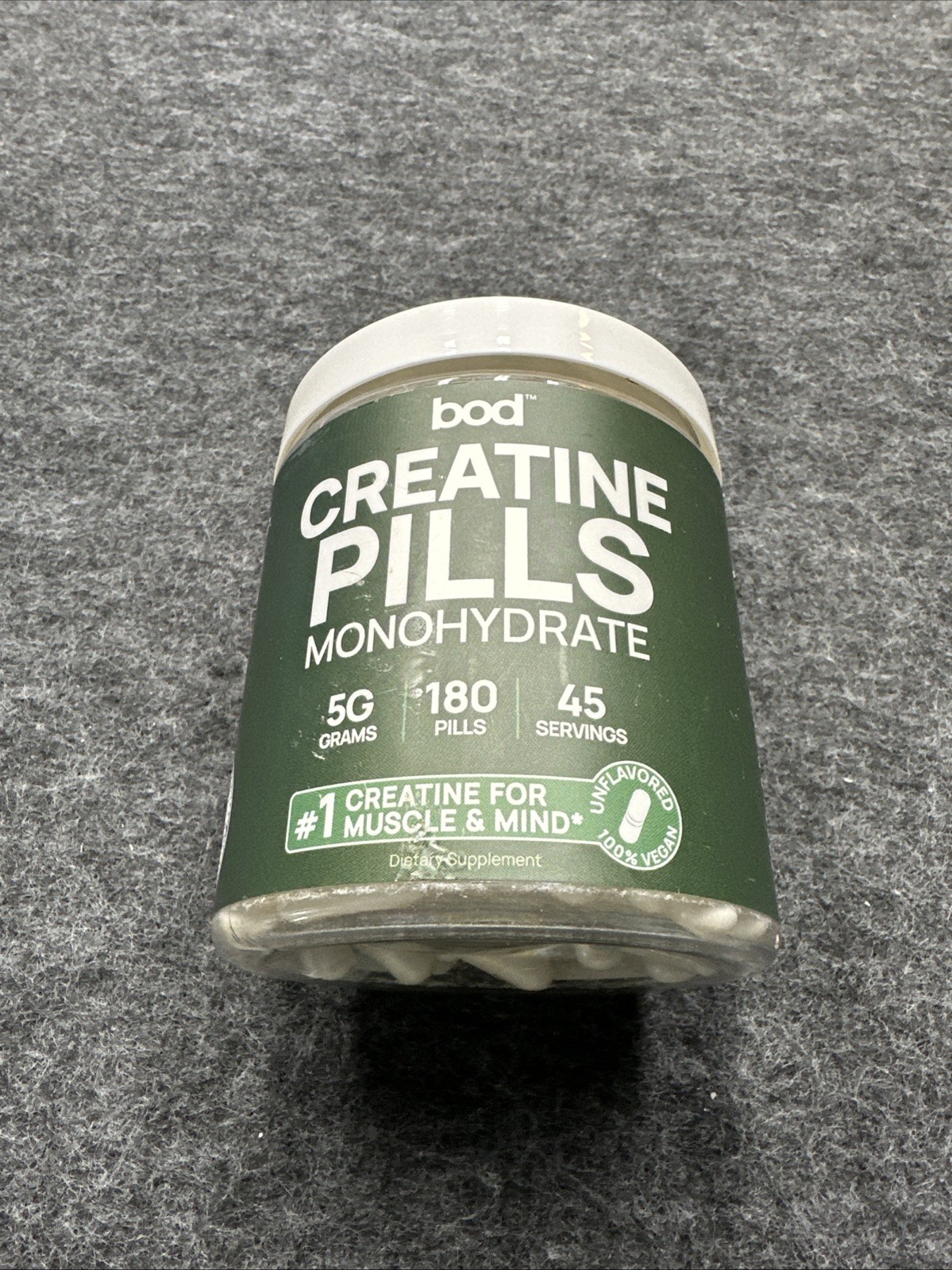 BOD Creatine Monohydrate Pills for Muscle Support, Vegan Pre or Post-Workout Cre