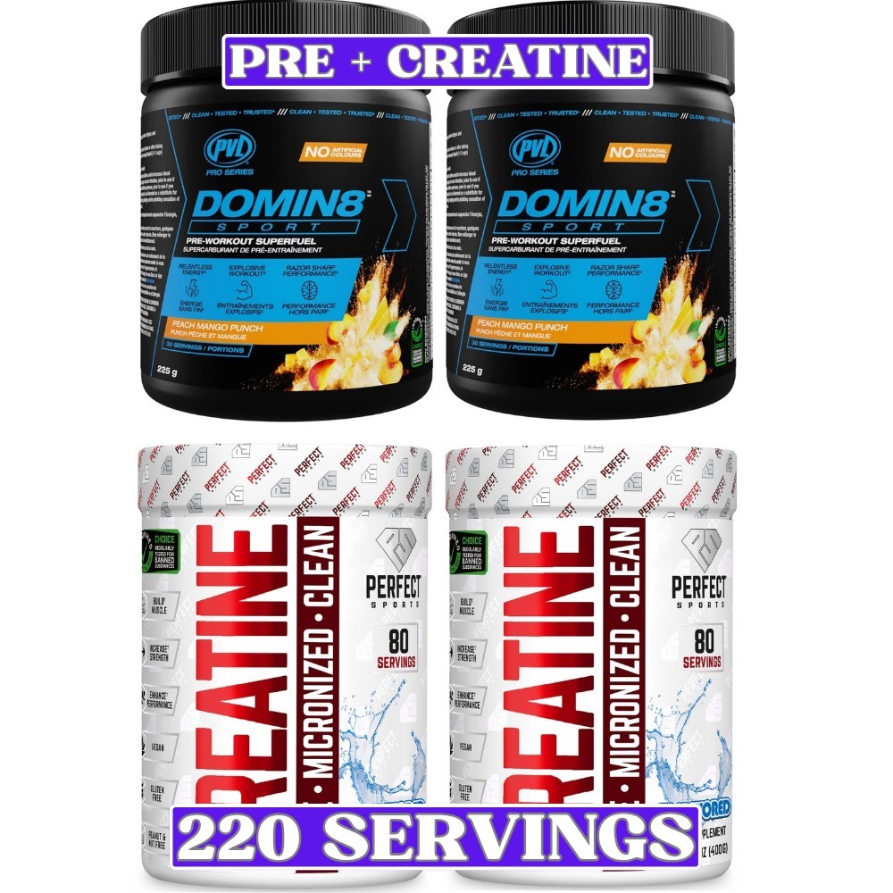 Perfect Sports Creatine + PVL Domin8 Sport 4-Pack 220 Servings
