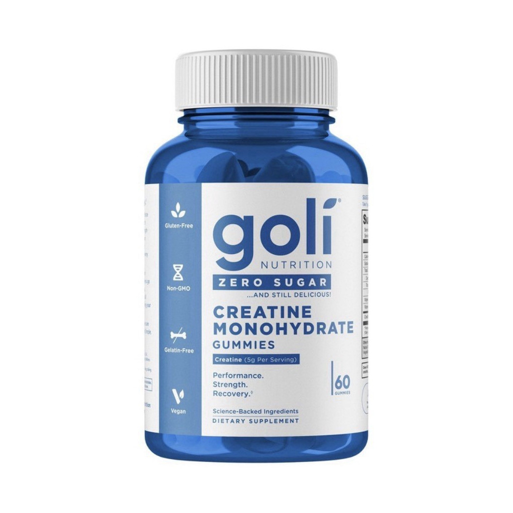 Goli Creatine Monohydrate Gummies 60 Count Zero Sugar Vegan Gluten-Free 5g