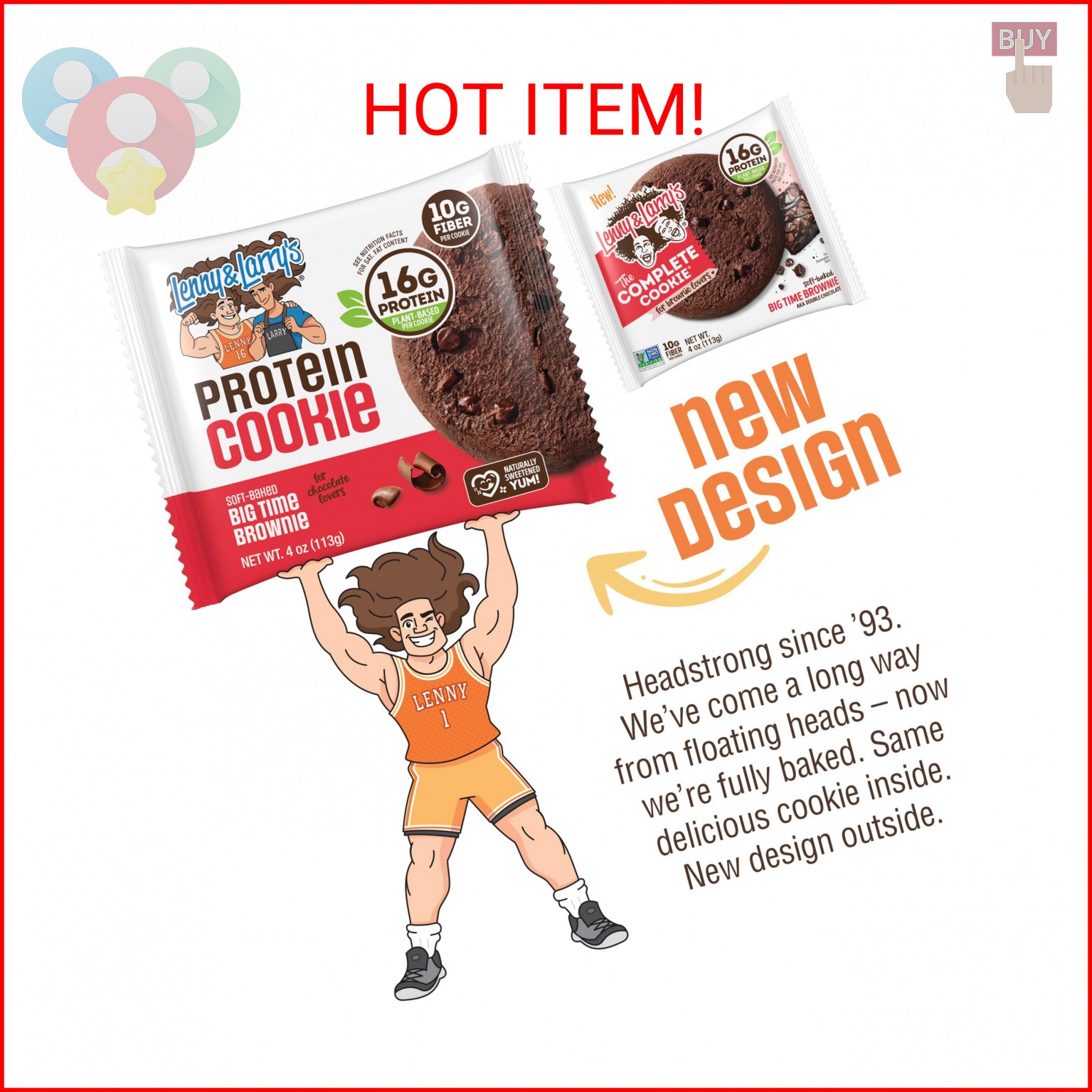 Lenny & Larry’s Protein Cookie, Big Time Brownie – High Protein Snacks with 16g