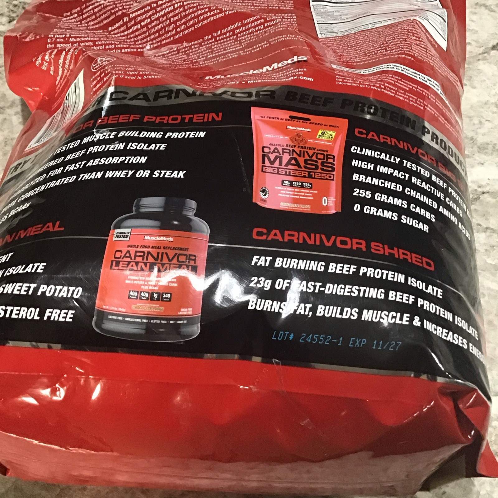 MuscleMeds Carnivor Mass Anabolic Beef Protein Gainer, Vanilla Caramel, 10 lb