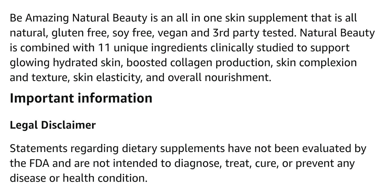 BEAM NATURAL BEAUTY Skin Hair & Nails 60 Capsules ( 30 Servings) BEST BY 02/26