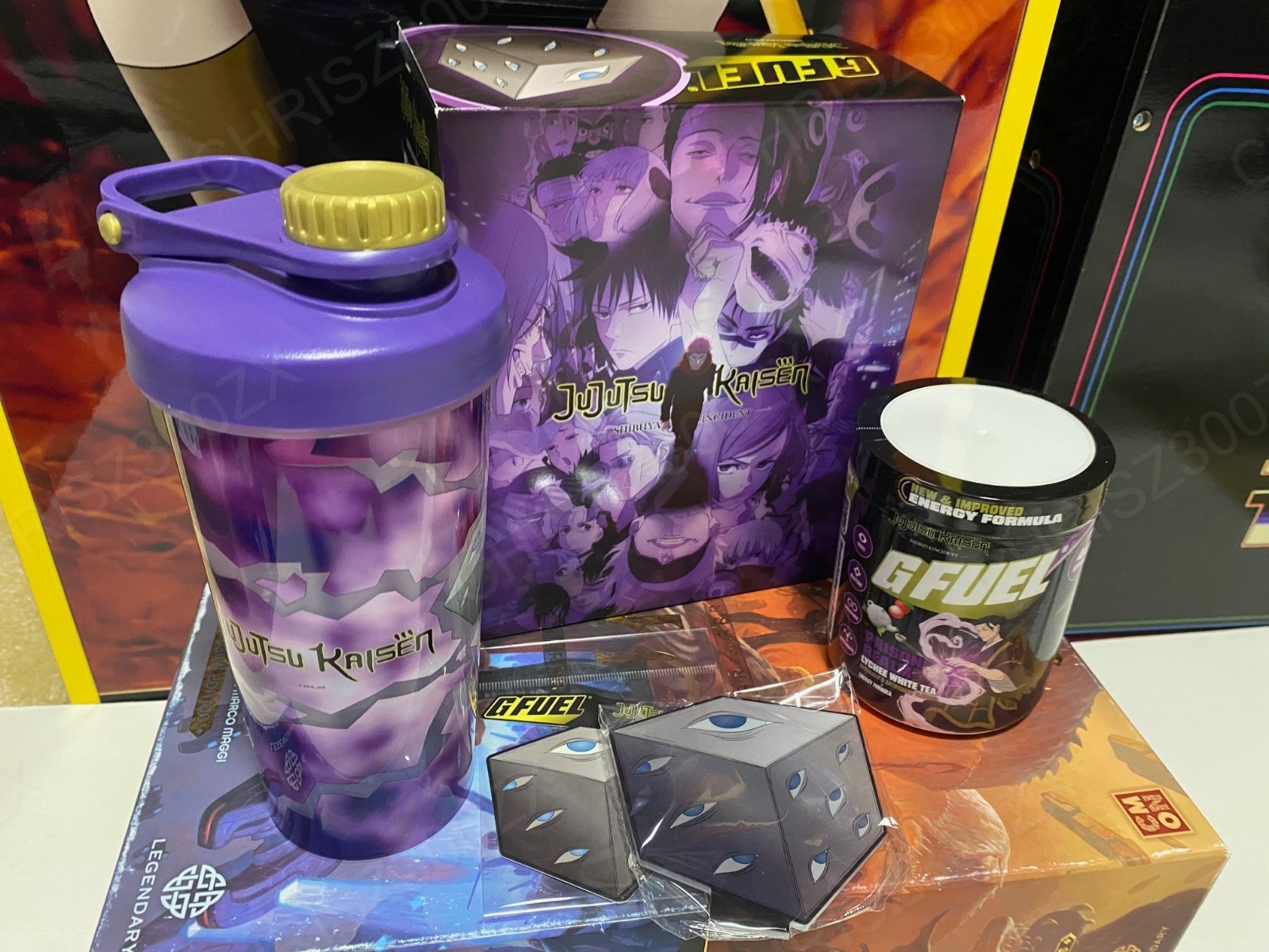 GFUEL JUJUTSU KAISEN Prison Realm Collector’s Box Standee + Shaker + Tub G FUEL