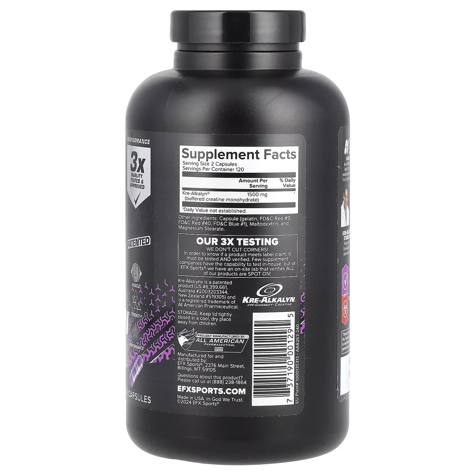 All American EFX Sports Kre Alkalyn Creatine – 240 Capsules