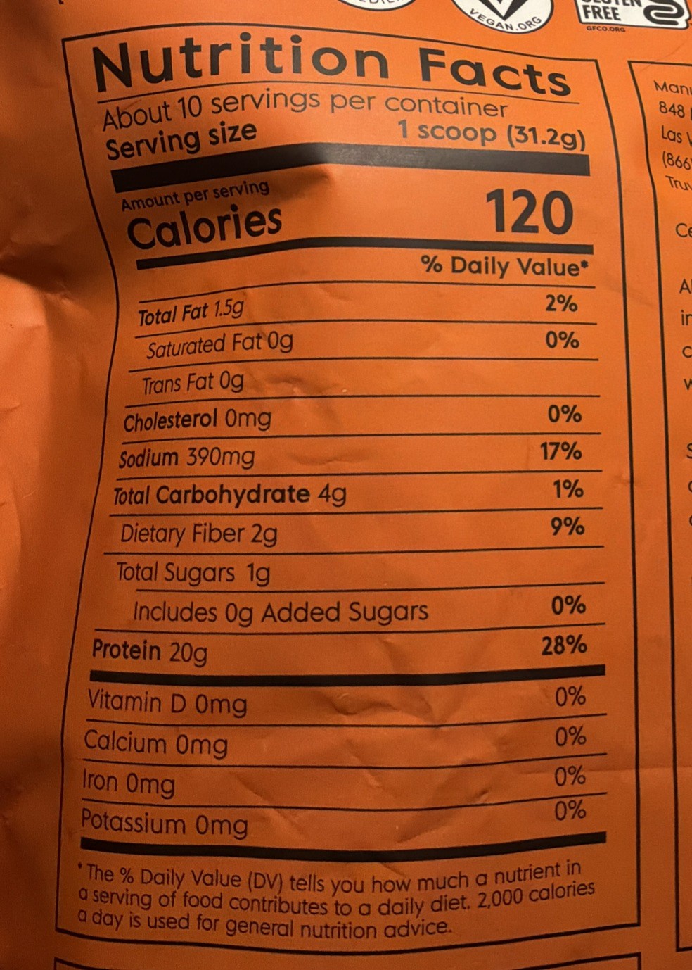 2 Truvani Organic Plant Based Protein Powder Pumpkin Spice 11 Oz No Gluten Soy
