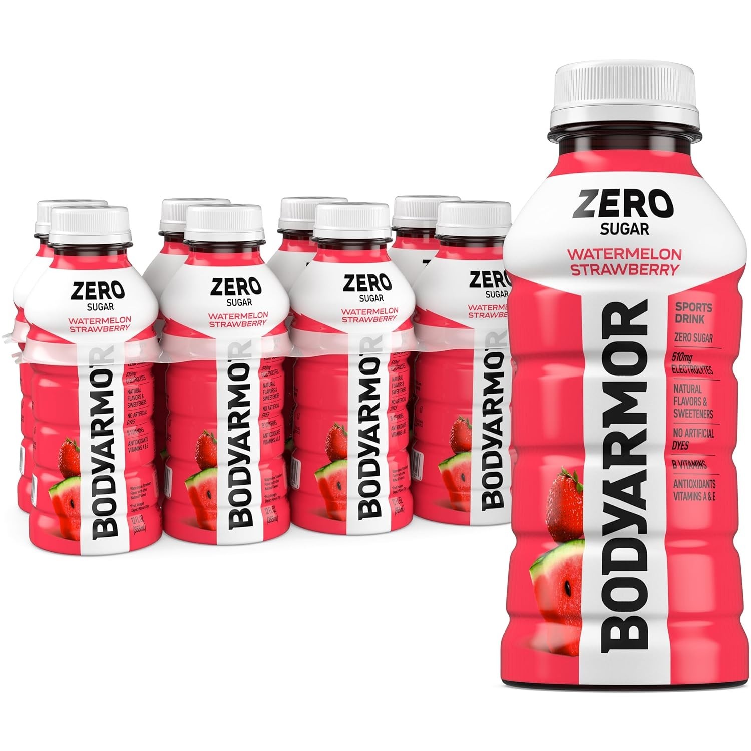 Hydrate with ZERO Sugar Watermelon Strawberry Drink – 8 Pack of 12 Fl Oz Bottles