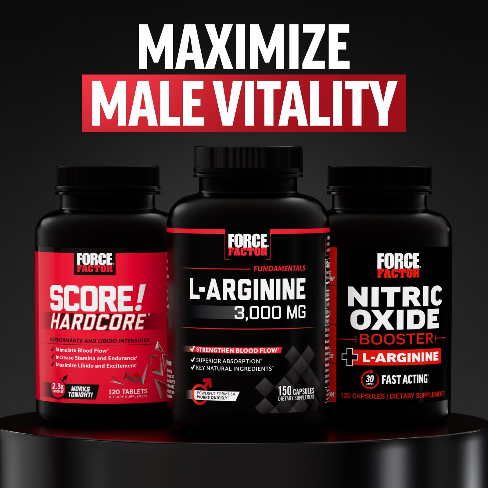 Force Factor Test X180 Legend Testosterone 120 Count (Pack of 1), Black
