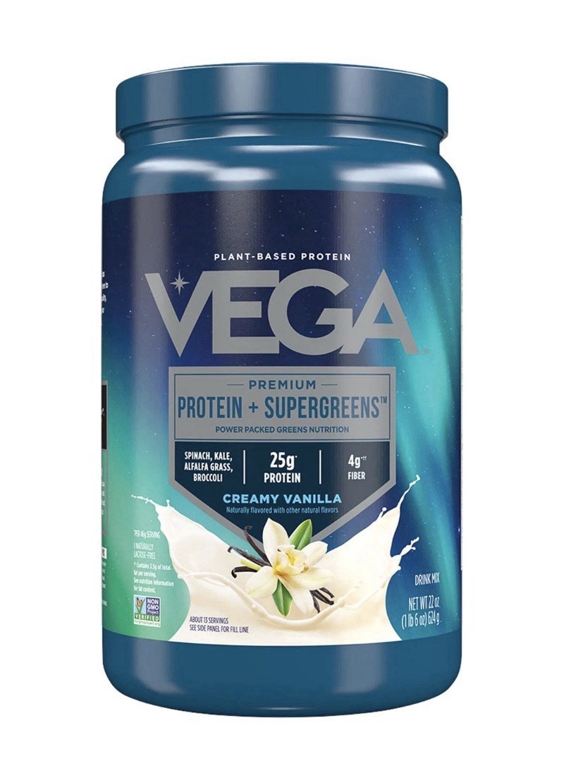 Vega Premium Protein + Supergreens – Creamy Vanilla (13 Servings) 12/26