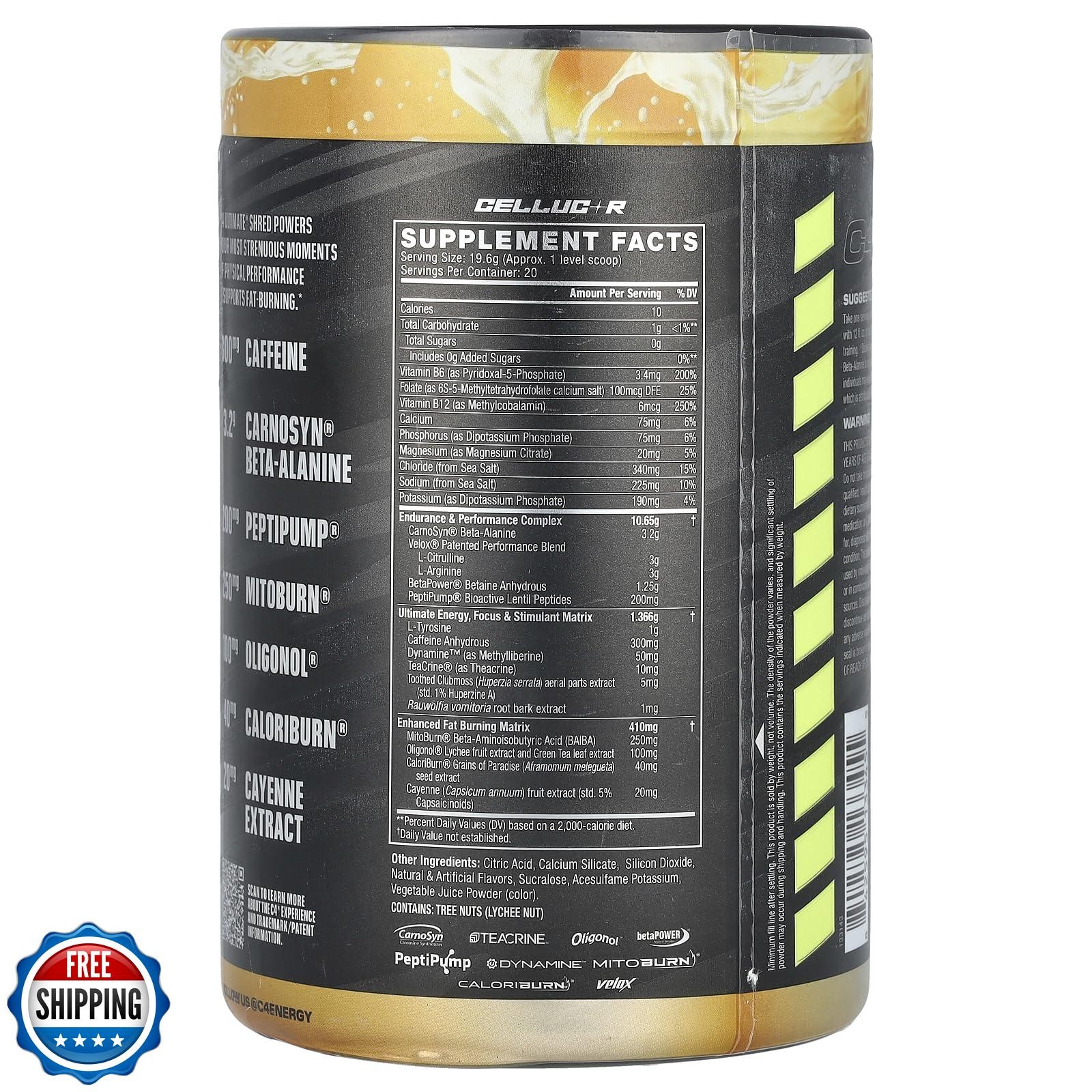 Cellucor C4 Ultimate Shred Pre Workout Powder, Metabolism Supplement with Cay