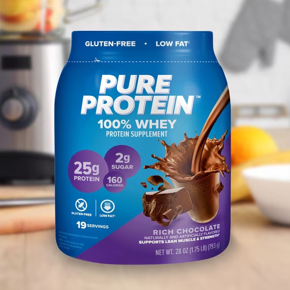 Pure Protein 100% Whey Protein Powder, Rich Chocolate, 25g Protein, 1.75 lb