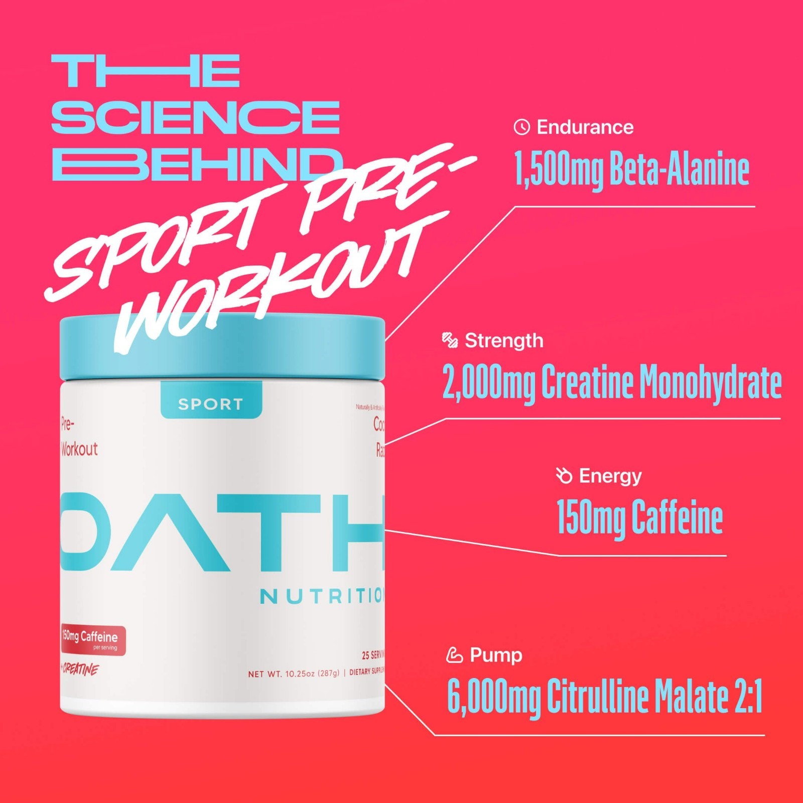 Sugar-Free Pre-Workout Powder – Coco Razz, Creatine, Caffeine, Beta Alanine, 25