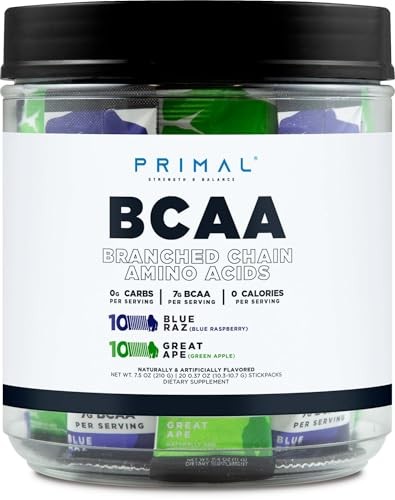 Primal BCAA Variety Pack 20 Stickpacks 7G Blue Raspberry Green Apple