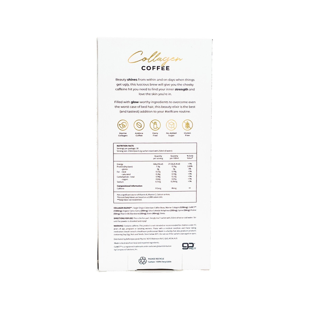 New Before You Speak Collagen Coffee Original 6.5g x 30 Pack