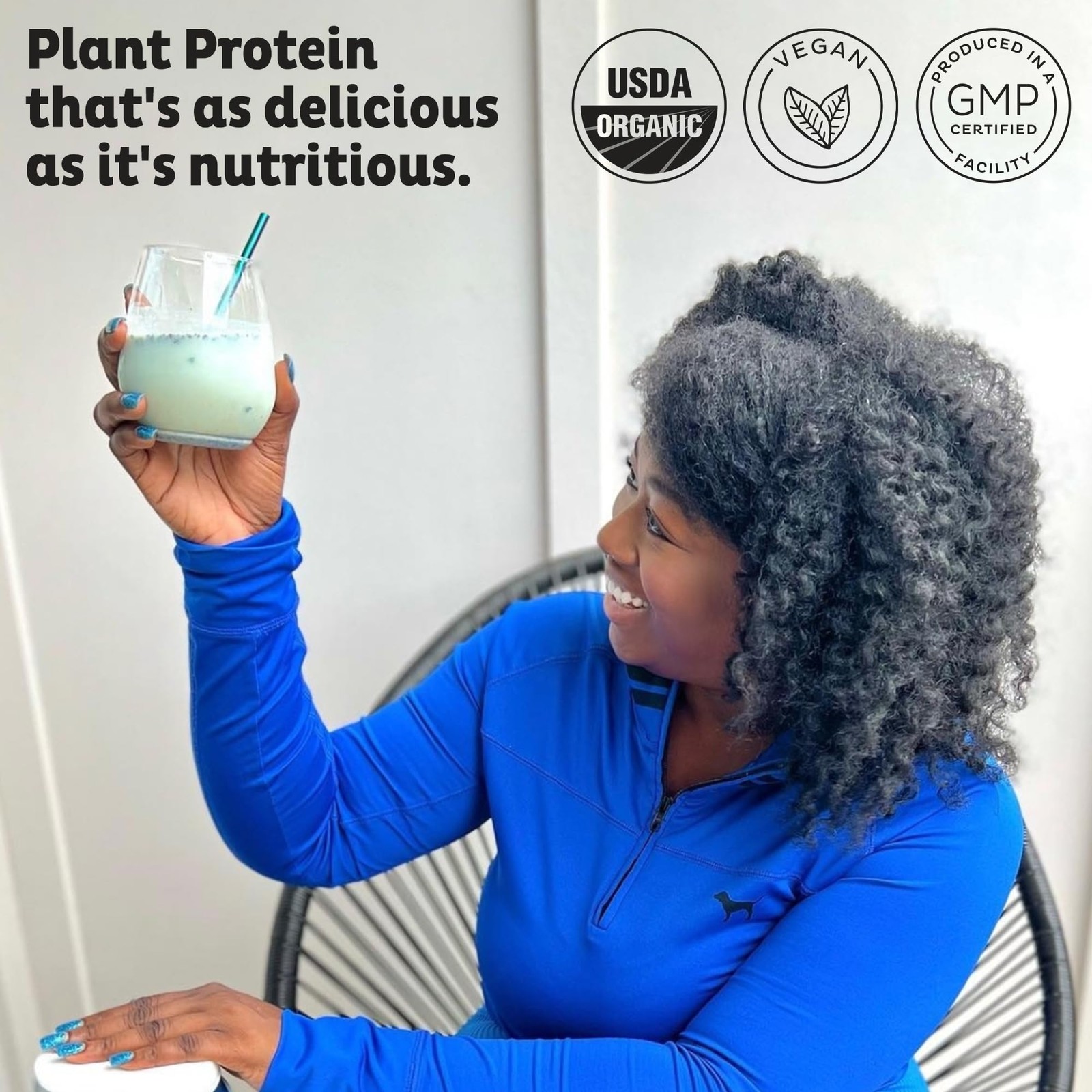 KOS Organic Plant Based Protein Powder – Blueberry Muffin Pea Superfood 15 Servi