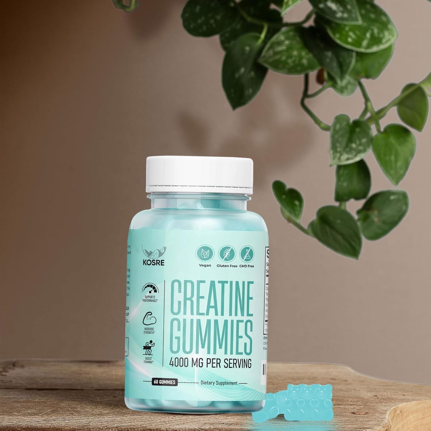 Creatine Monohydrate Gummies for Muscle Support – Blueberry Flavor – 60ct.
