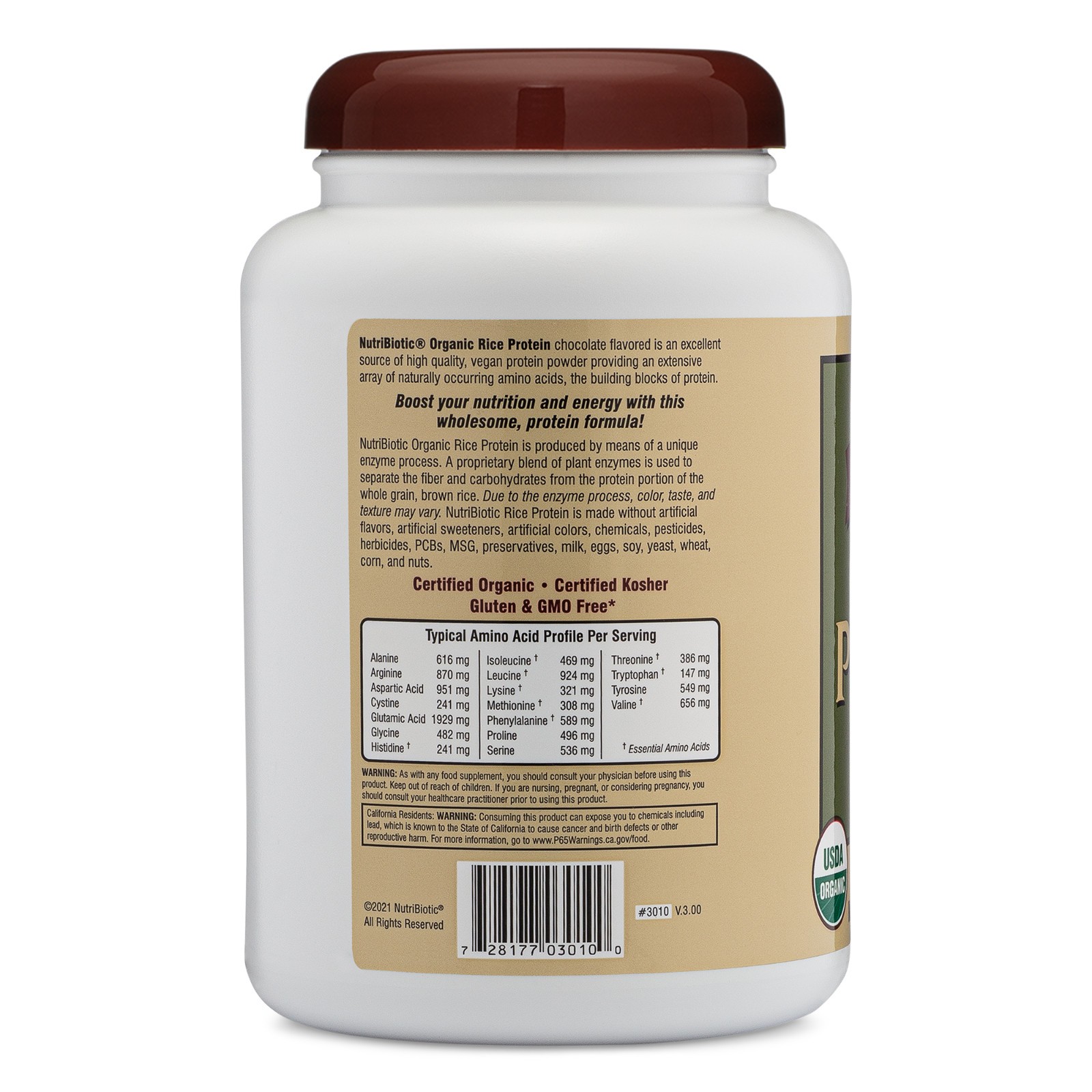 NutriBiotic Organic Rice Protein, Chocolate 22.93 Oz (1 Lb 6.93 Oz)