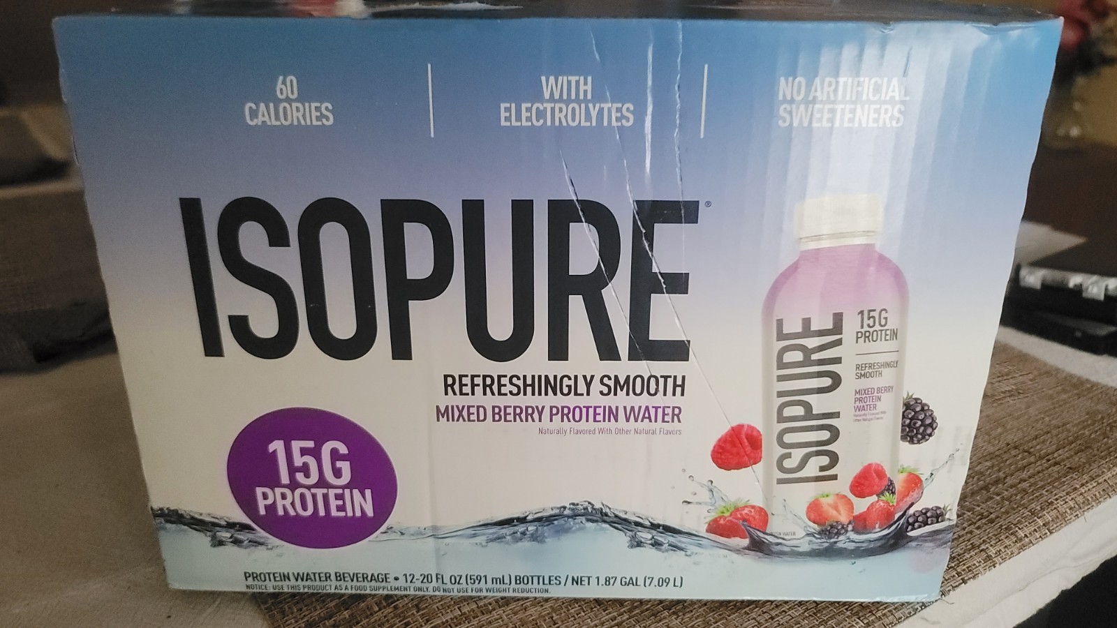ISOPURE PROTEIN DRINK WATER ELECTROLYTES DRINKS WILD BERRY 12 PACK
